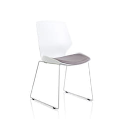 Dynamic Florence Sled Visitor Chair With White Frame and Grey Fabric S