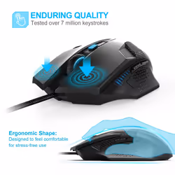 TeckNet RAPTOR Gaming Mouse with 2,000 DPI, 6 Button, Extra weight