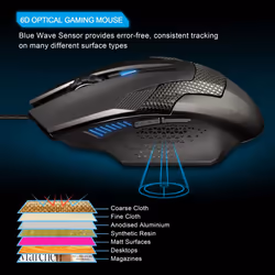TeckNet RAPTOR Gaming Mouse with 2,000 DPI, 6 Button, Extra weight