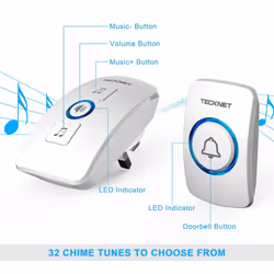 TeckNet Wireless Doorbell | Wall Plug-in Cordless Door Chime