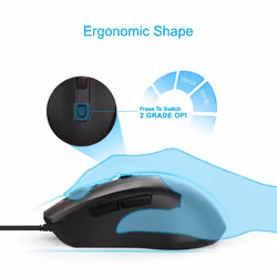 TeckNet Alpha S3 6-Button USB Wired Mouse Optical Office Business Gaming Mouse