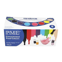 PME Paste Colour 8 Colour Set 200 g Paste (substance) Black, Blue, Brown, Green, Pink, Purple, Red, Yellow Artificial food coloring