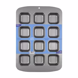 PME Mini Square Cake Pan, Muffin pan, Square, Flat surface, Grey, Carbon steel, Grey