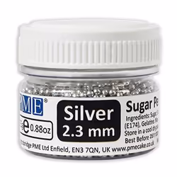 PME Sugar Pearls, Edible sprinkle, Silver, Universal, Pearls, Sugar, Sugar, Starch (WHEAT/corn), Glucose Syrup,Colour: (Silve ...