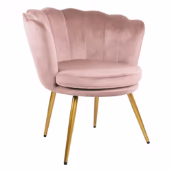 Genesis Flora Accent Chair with Petal Back Scallop Armchair in Velvet - Silver Pink