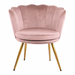 Genesis Flora Accent Chair with Petal Back Scallop Armchair in Velvet - Silver Pink