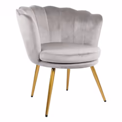 Genesis Flora Accent Chair with Petal Back Scallop Armchair in Velvet - Silver Grey