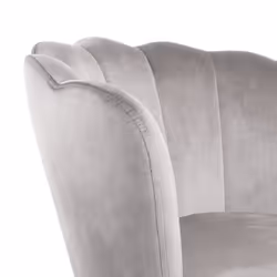 Genesis Flora Accent Chair with Petal Back Scallop Armchair in Velvet - Silver Grey