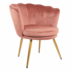 Genesis Flora Accent Chair with Petal Back Scallop Armchair in Velvet - Dusty Pink