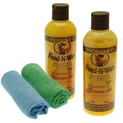 Howard FW0016 Feed-N-Wax Wood Polish & Conditioner Natural Wax and Oils to Feed and Polish Wood Surfaces and Furniture (2 x 473ml & 2 cloths)