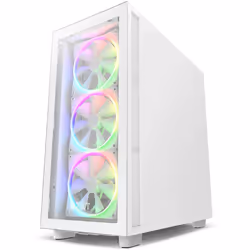 NZXT H7 Elite, Midi Tower, PC, White, ATX, EATX, micro ATX, Mini-ITX, Steel, Tempered glass, 18.5 cm
