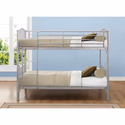 Corfu Metal Bunkbed Single 90cm 3FT  Bunk Bed with Beech Post Caps in Silver