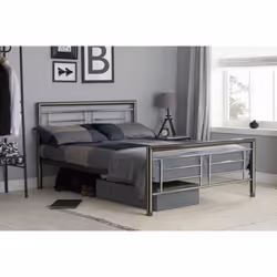 Birlea Montana Chrome & Black Nickel 135cm 4FT6 Double Metal Bed Frame Bedstead