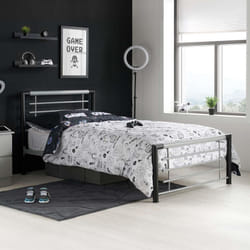 Faro 90cm 3FT Single Black & Silver Metal Bed Frame Bedstead Modern
