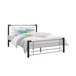 Faro Silver & Black Modern Metal Bed - Sprung Slatted Base - Steel Frame