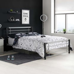 Faro 135cm 4FT6 Double Black & Silver Metal Bed Frame Bedstead Modern