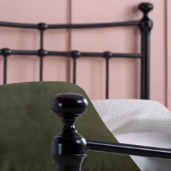 Emily 90cm 3FT Single black metal Bed Frame Bedstead with decorative finials