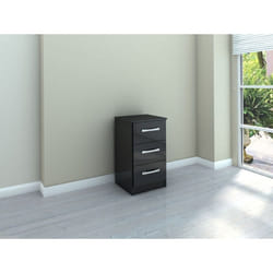 Birlea Lynx Black Gloss 3 Drawer Bedside Cabinet