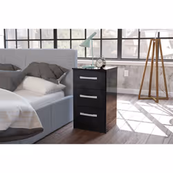 Birlea Lynx Black Gloss 3 Drawer Bedside Cabinet