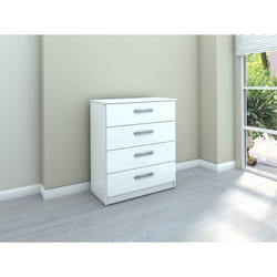 Birlea Lynx 4-Drawer High-Gloss Chest, White