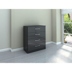 Birlea Lynx Black Gloss 4 Drawer Chest