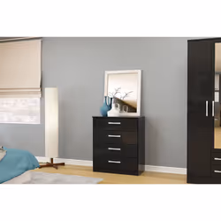 Birlea Lynx Black Gloss 4 Drawer Chest - Additional view 3