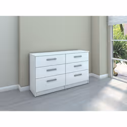 Birlea Lynx White Gloss 6 Drawer Chest