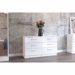 Birlea Lynx White Gloss 6 Drawer Chest