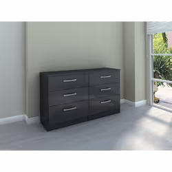Birlea Lynx Black Gloss 6 Drawer Chest