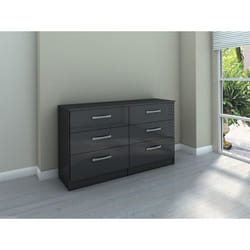 Birlea Lynx Black Gloss 6 Drawer Chest