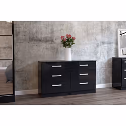 Birlea Lynx Black Gloss 6 Drawer Chest