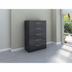 Birlea Lynx Black Gloss 5 Drawer Chest