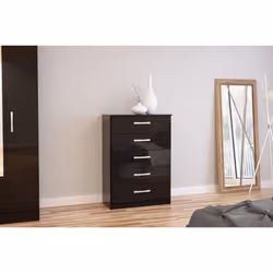 Birlea Lynx Black Gloss 5 Drawer Chest