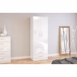 Larz 2 Door Combi Wardrobe-White