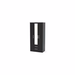 Larz 3 Door 2 Drawer Wardrobe With Mirror-Black