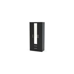 Larz 3 Door 2 Drawer Wardrobe With Mirror-Black