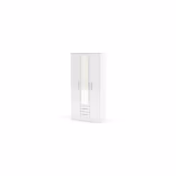 Larz 3 Door 2 Drawer Wardrobe With Mirror-White
