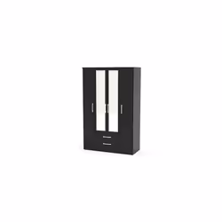 Larz 4 Door 2 Drawer Wardrobe With Mirror-Black