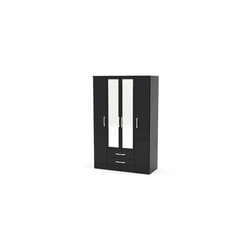 Larz 4 Door 2 Drawer Wardrobe With Mirror-Black