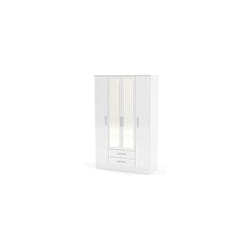 Larz 4 Door 2 Drawer Wardrobe With Mirror-White