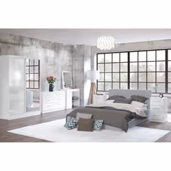 Larz 4 Door 2 Drawer Wardrobe With Mirror-White
