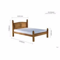 Corona Mexican Solid Pine Low Foot End 150cm Bedstead 5FT Kingsize bed Frame - Additional view 8