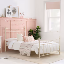 Emily 90cm 3FT Single cream Ivory metal Bed Frame Bedstead with spring base