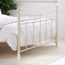 Emily 90cm 3FT Single cream Ivory metal Bed Frame Bedstead with spring base