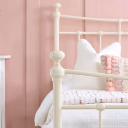 Emily 90cm 3FT Single cream Ivory metal Bed Frame Bedstead with spring base