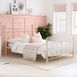 Emily 135cm 4FT6 Double Cream Ivory Metal Bed Frame Bedstead Sprung Base