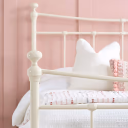 Emily 135cm 4FT6 Double Cream Ivory Metal Bed Frame Bedstead Sprung Base