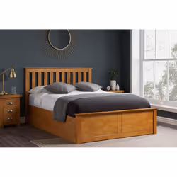 Phoenix Wood Small Double 4FT 120cm Oak Ottoman Storage Bed Frame Solid
