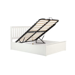 Phoenix Wood Double 4FT6 135cm White Gas Lift Ottoman Storage Bed Frame Solid