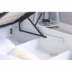 Phoenix Wood Double 4FT6 135cm White Gas Lift Ottoman Storage Bed Frame Solid